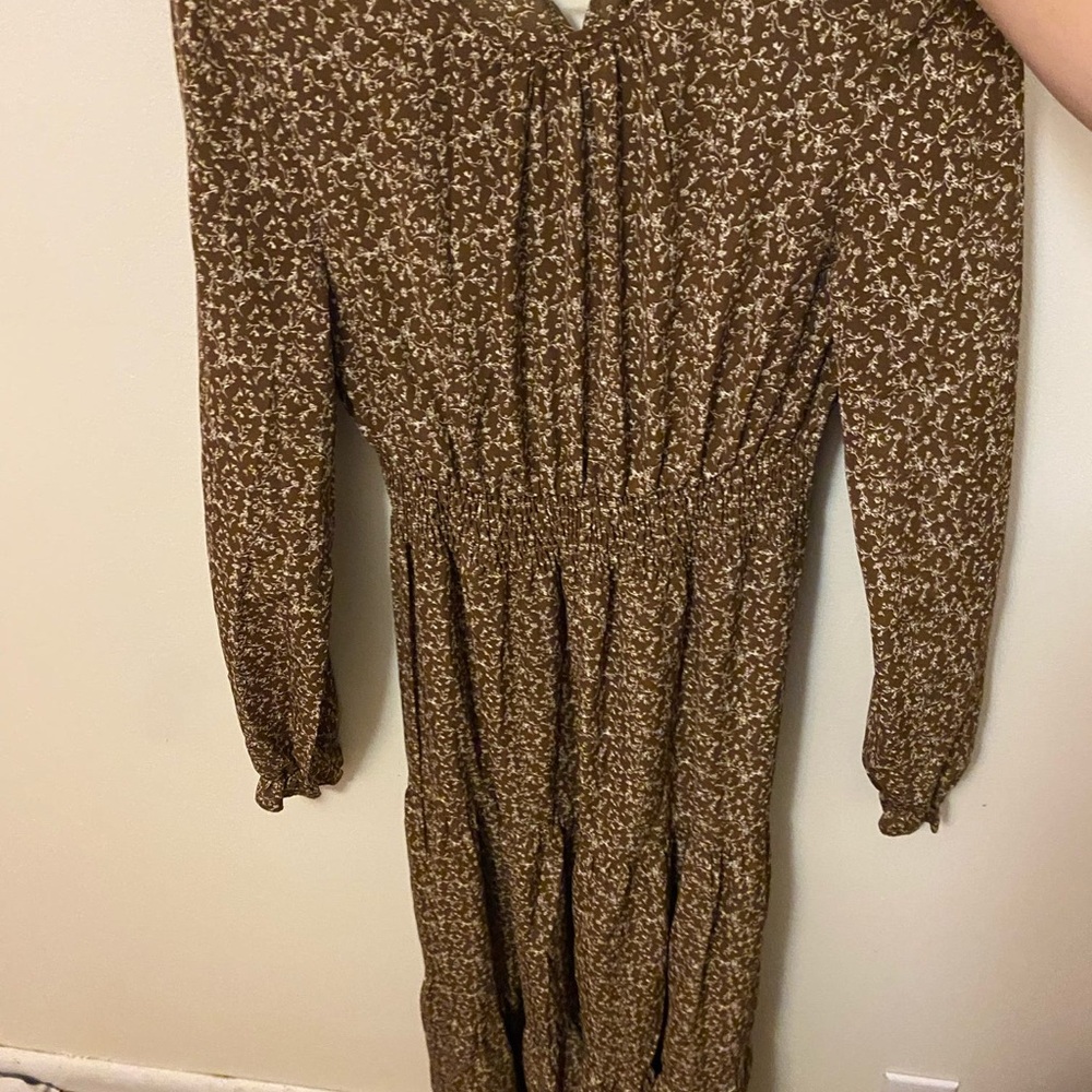 SHEIN Brown Pleated Smocked Sundress